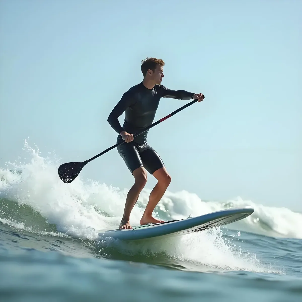 Cheetah Surge inflatable SUP in use on a slow river