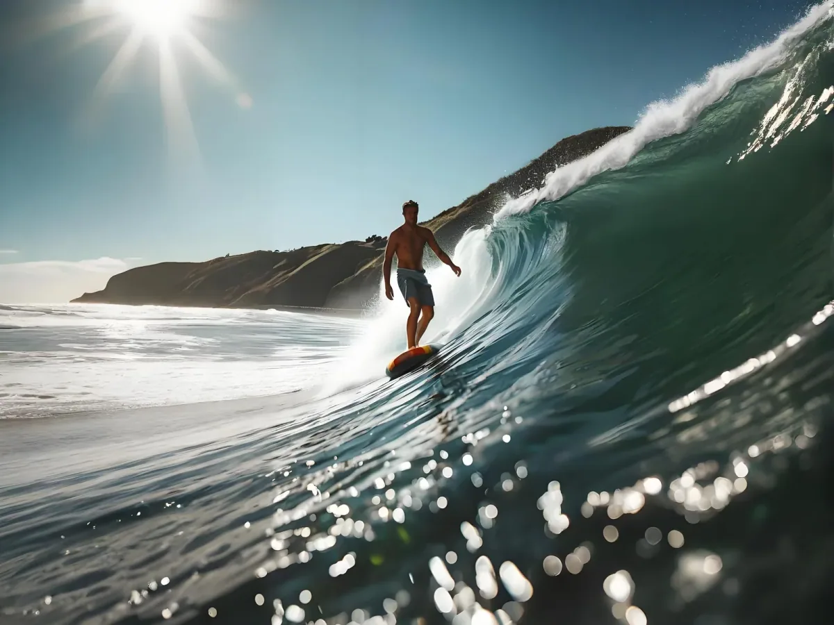 Cheetah Surge SUP packed in travel backpack on the beach