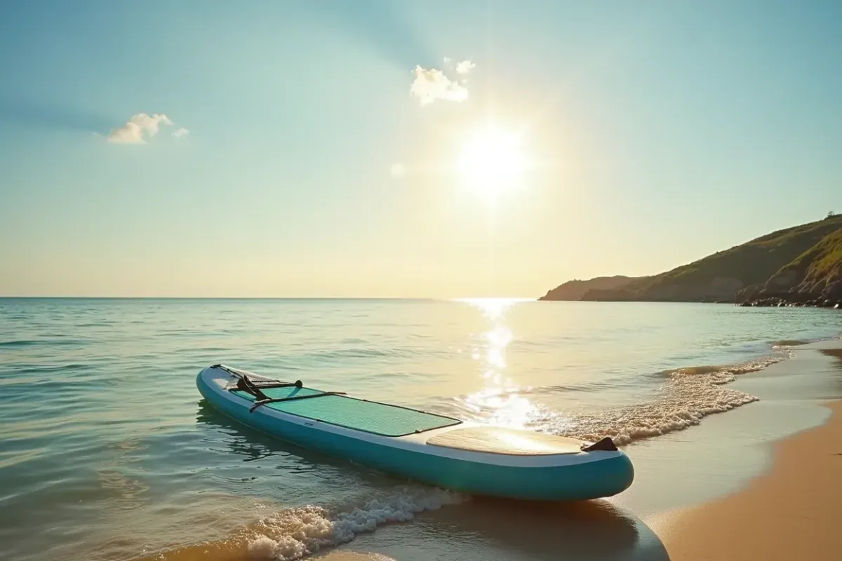Jungle Mandala SUP — rider cruising a calm island bay