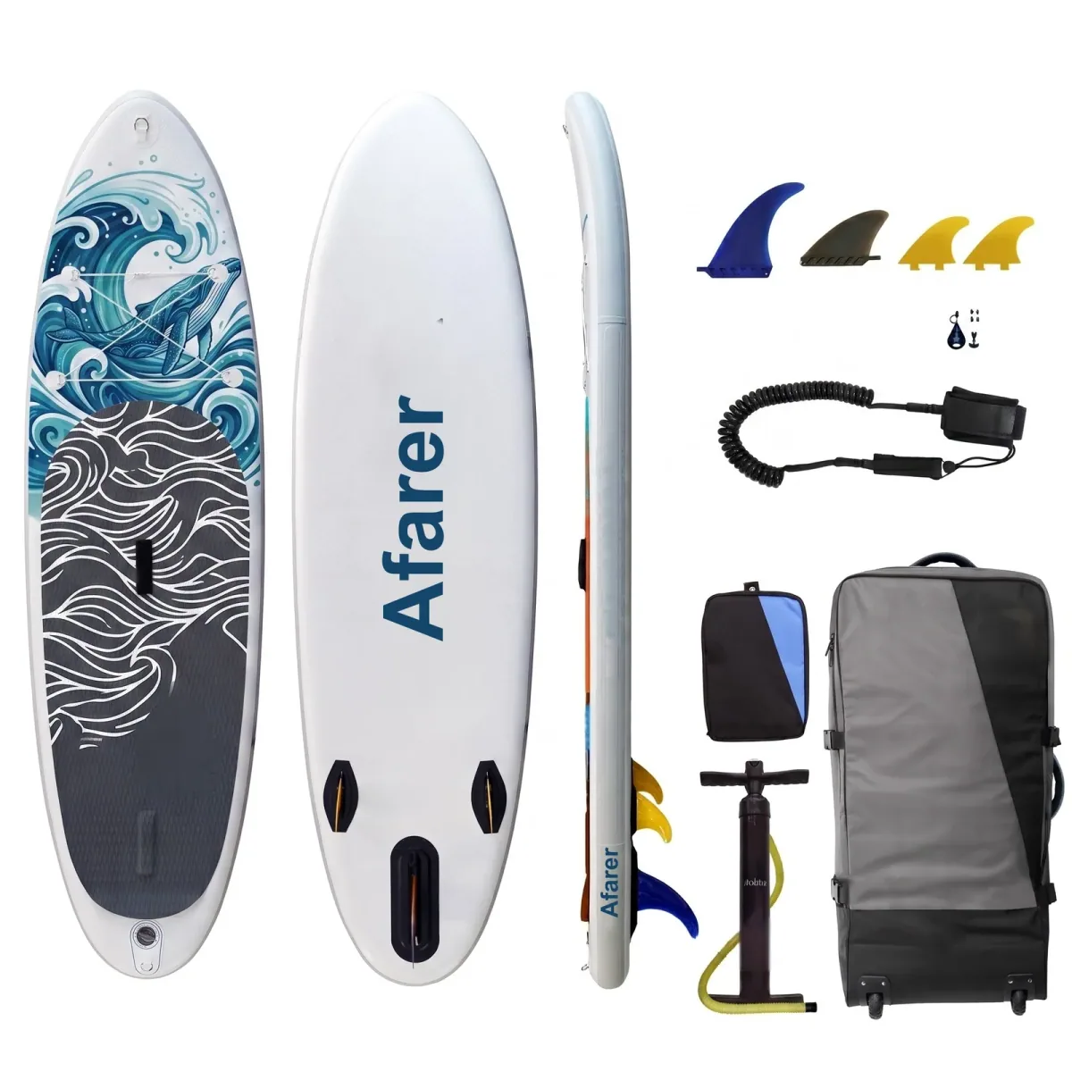 Leviathan Wake SUP board — whale totem nose artwork detail