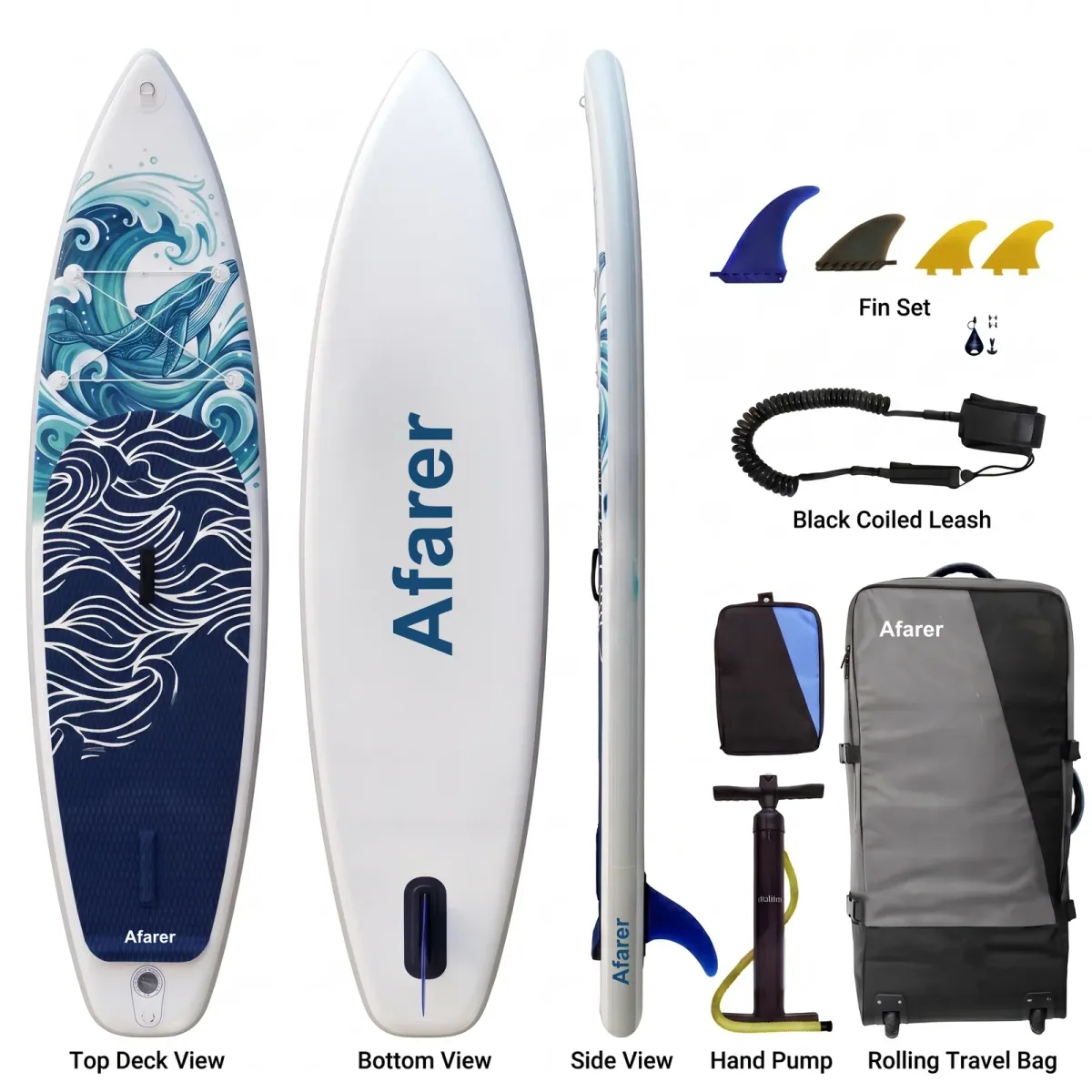 Leviathan Wake SUP — embossed traction pad with wave-line art