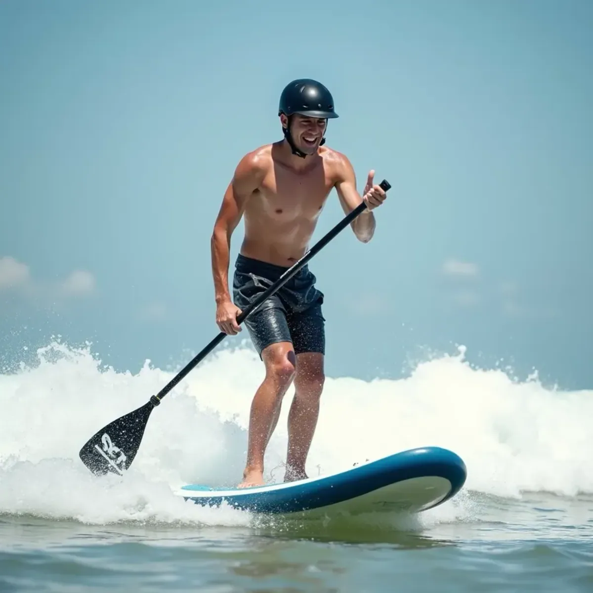 Leviathan Wake inflatable SUP racing across calm flatwater