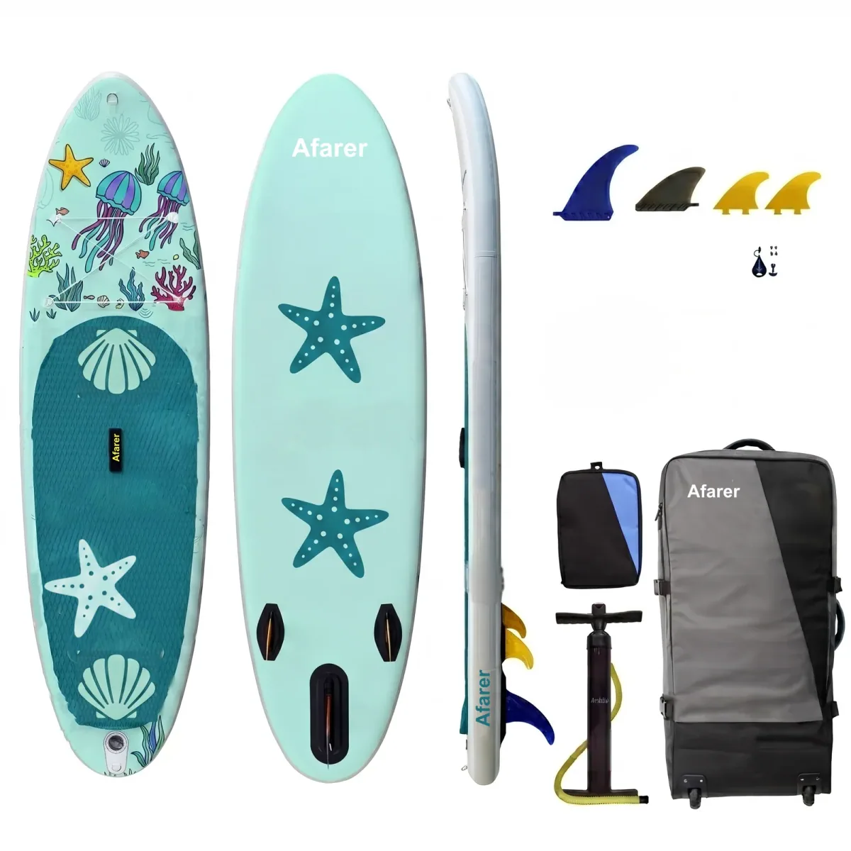 Medusa Glow SUP board — dreamy jellyfish nose artwork detail