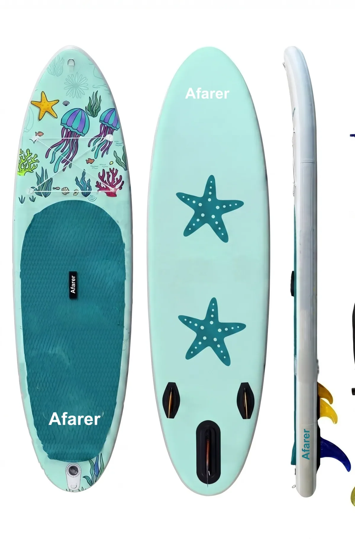 Medusa Glow SUP — sea star and seashell EVA deck detail