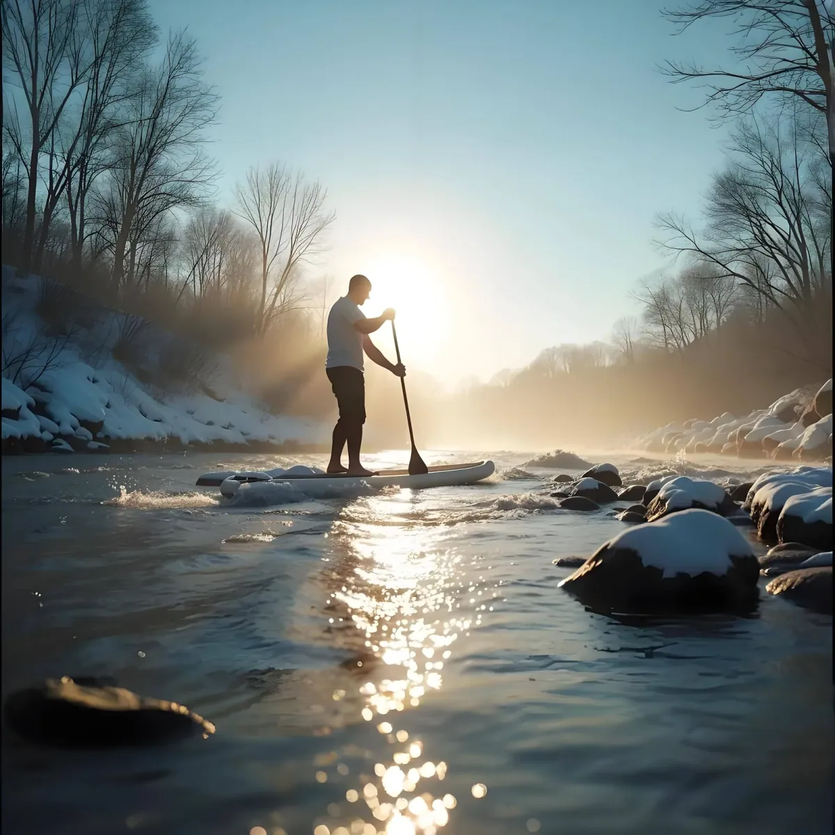 Ocean Pulse SUP riding gentle whitewater on a river