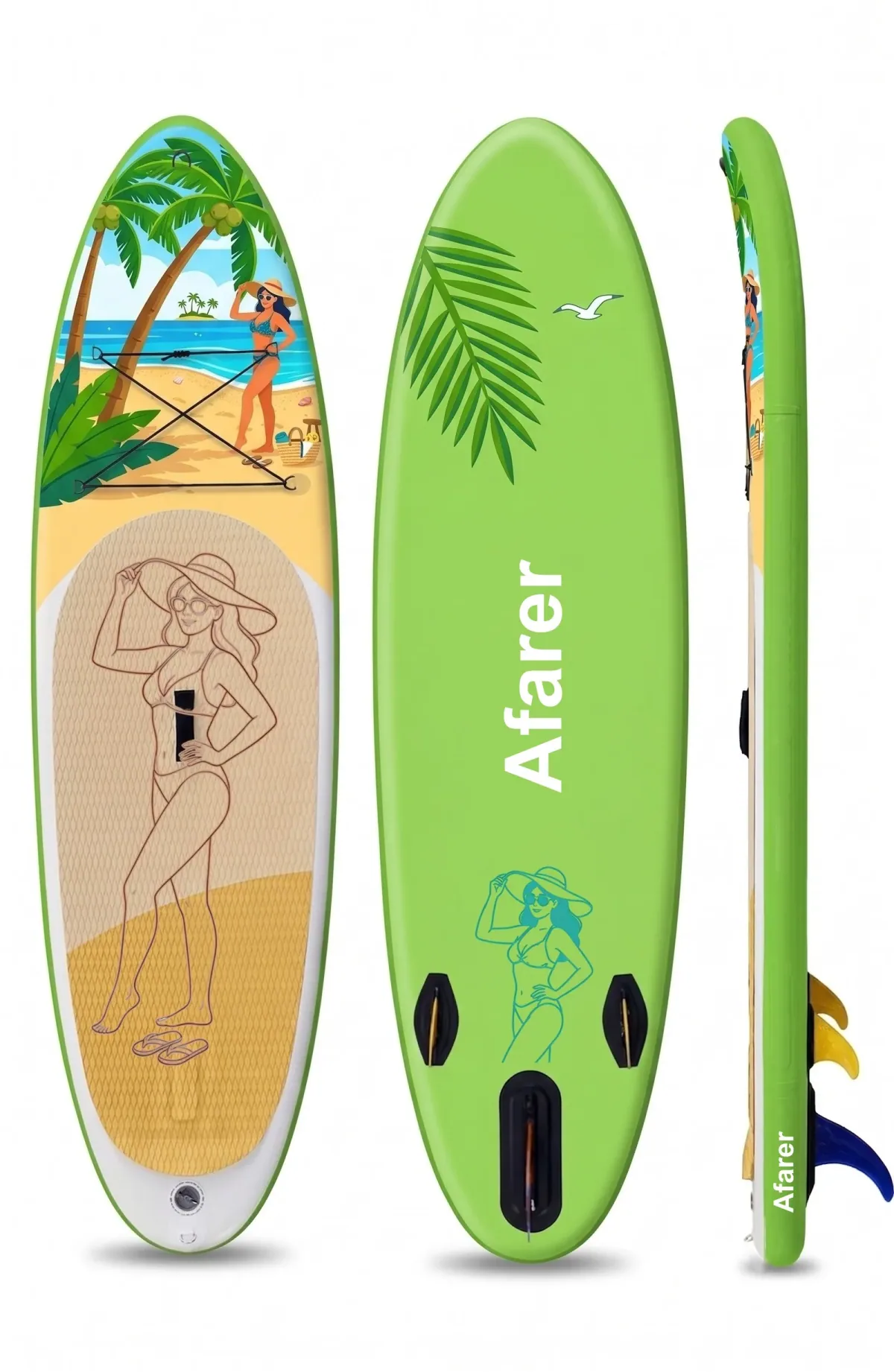 Tropical Breeze SUP board — micro-landscape nose artwork detail
